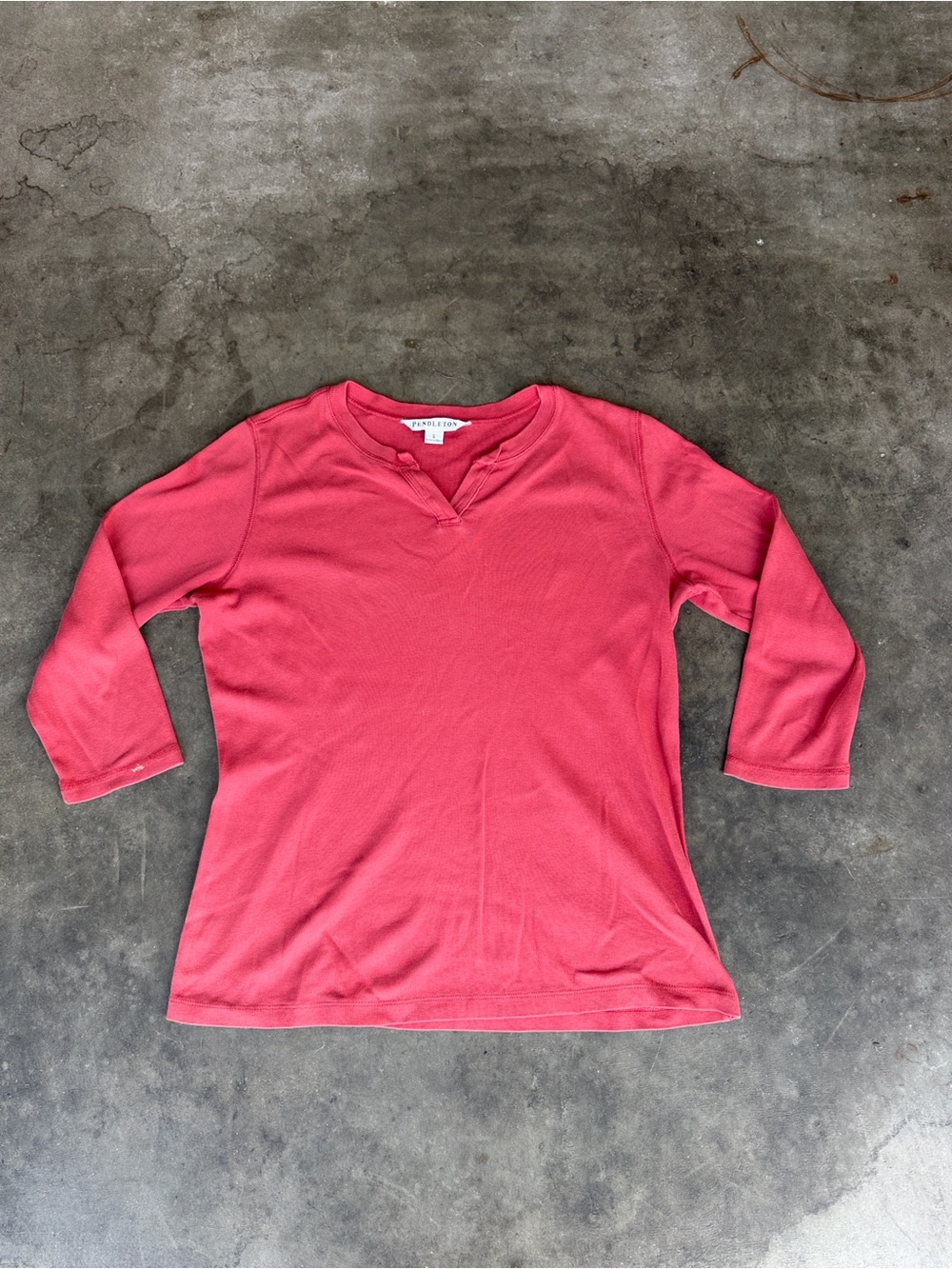 Women’s Pendleton Basic Long Sleeve Shirt Size Small Stretchy Cotton Coral Pink